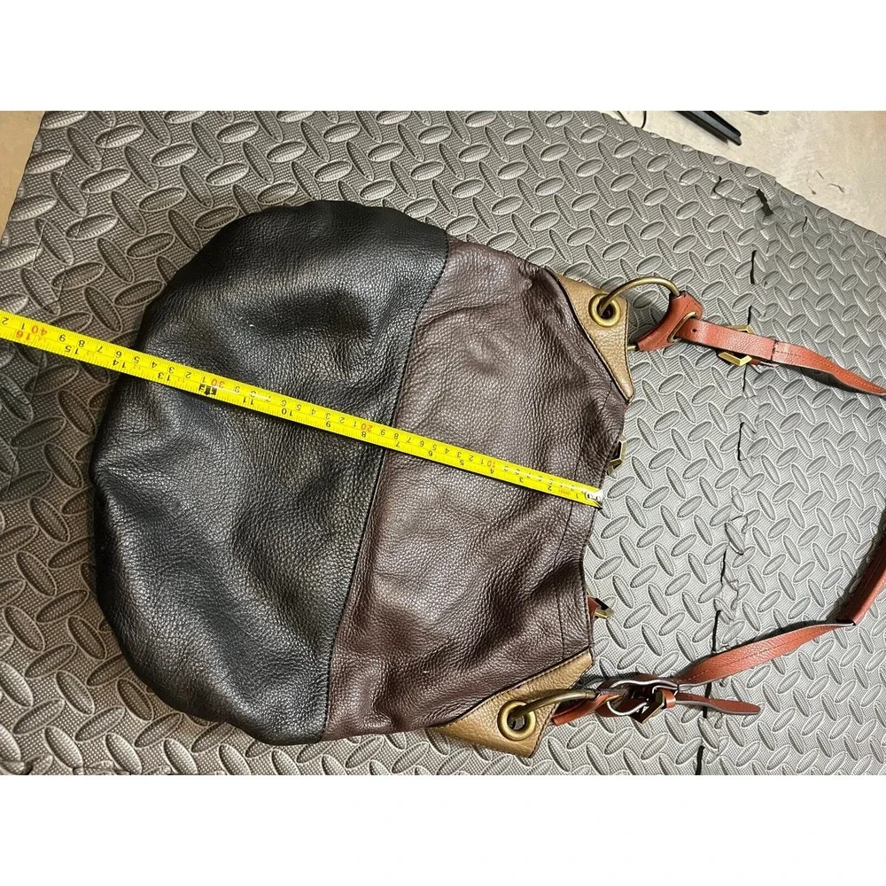 OrYANY Hobo Bag‎ Medium Brown Colorblock Pebbled Leather Slouchy Shoulder Bag